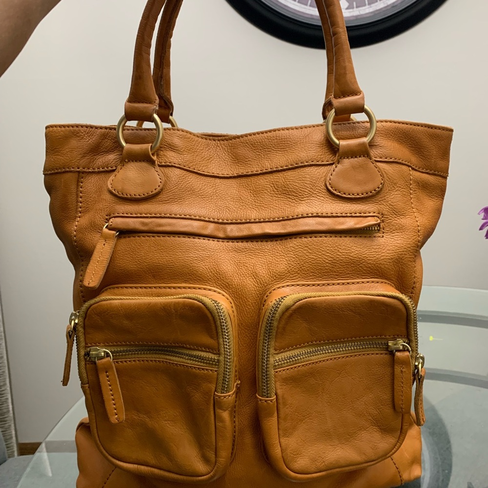 J.Crew Tan Leather Tote Bag